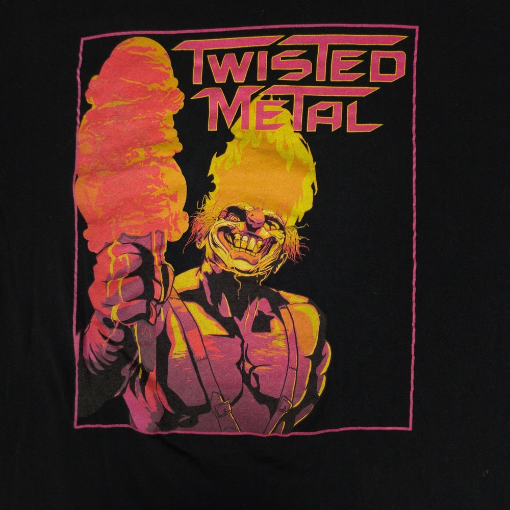 Twisted Metal Sweet Tooth t-Shirt Mens XL Black Tee Neon Cotton Ripple Junction